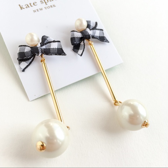 kate spade black bow pearl earrings - Picture 3 of 7